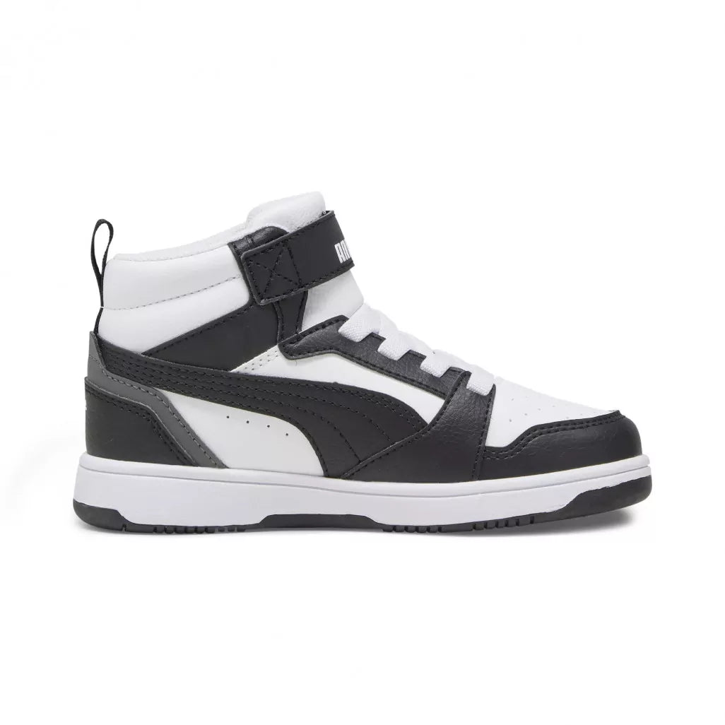 Zapatilla Puma Rebound V6 Mid Jr Blanco Negro