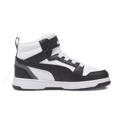 Zapatilla Puma Rebound V6 Mid Jr Blanco Negro