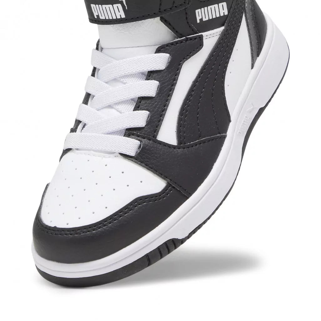 Zapatilla Puma Rebound V6 Mid Jr Blanco Negro