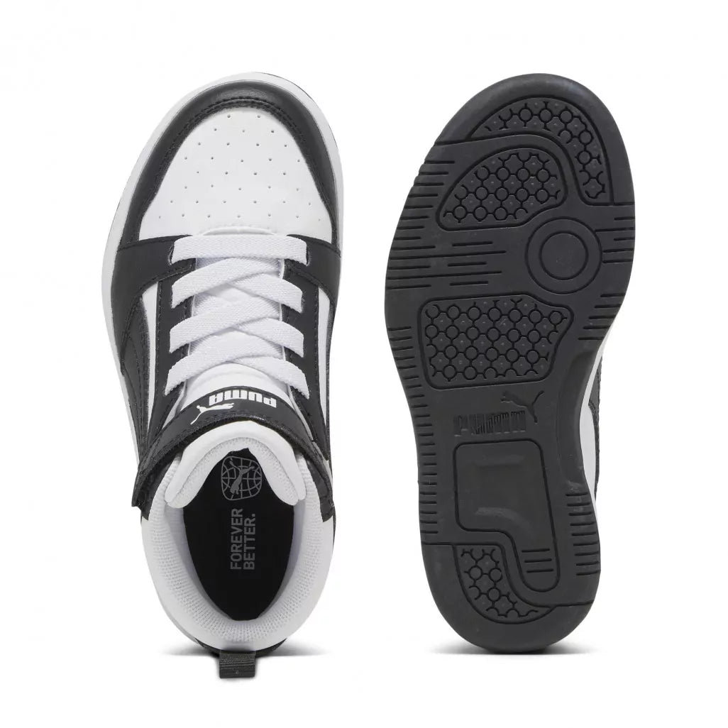 Zapatilla Puma Rebound V6 Mid Jr Blanco Negro